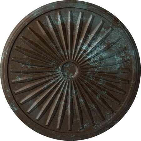 Ekena Millwork Leandros Ceiling Medallion (Canopies up to 5"), 33 1/8"OD x 3 1/2"ID x 1 3/8"P, Bronze Blue Patina CM33LEBBS